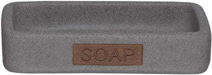 Sealskin Pierra Soap Dish, Polyresin, Grey, 8.6 x 2.5 x 12.2 cm