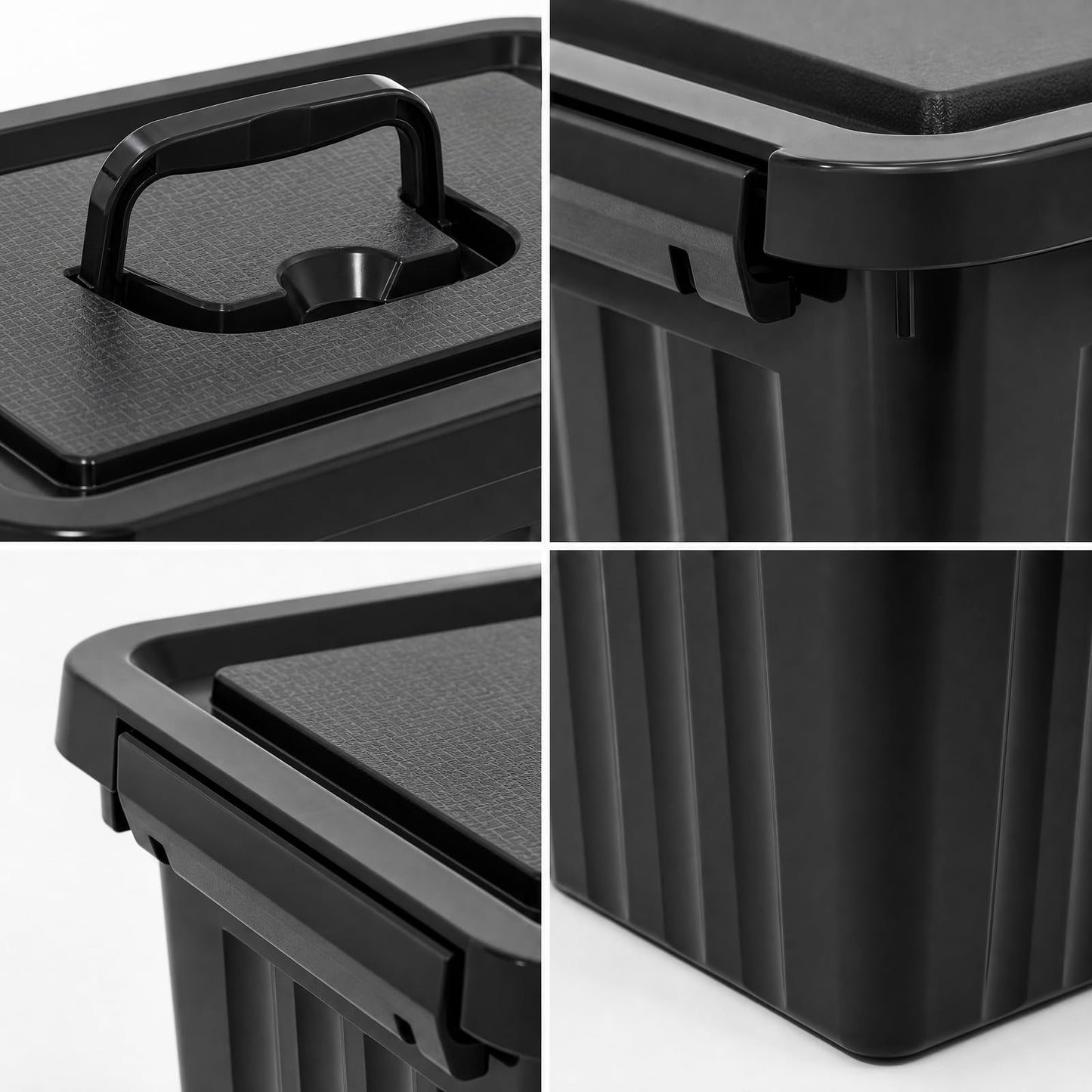 Ikando 6 Packs 6L Black Storage Boxes with Lids, 27 x 19.3 x 16cm