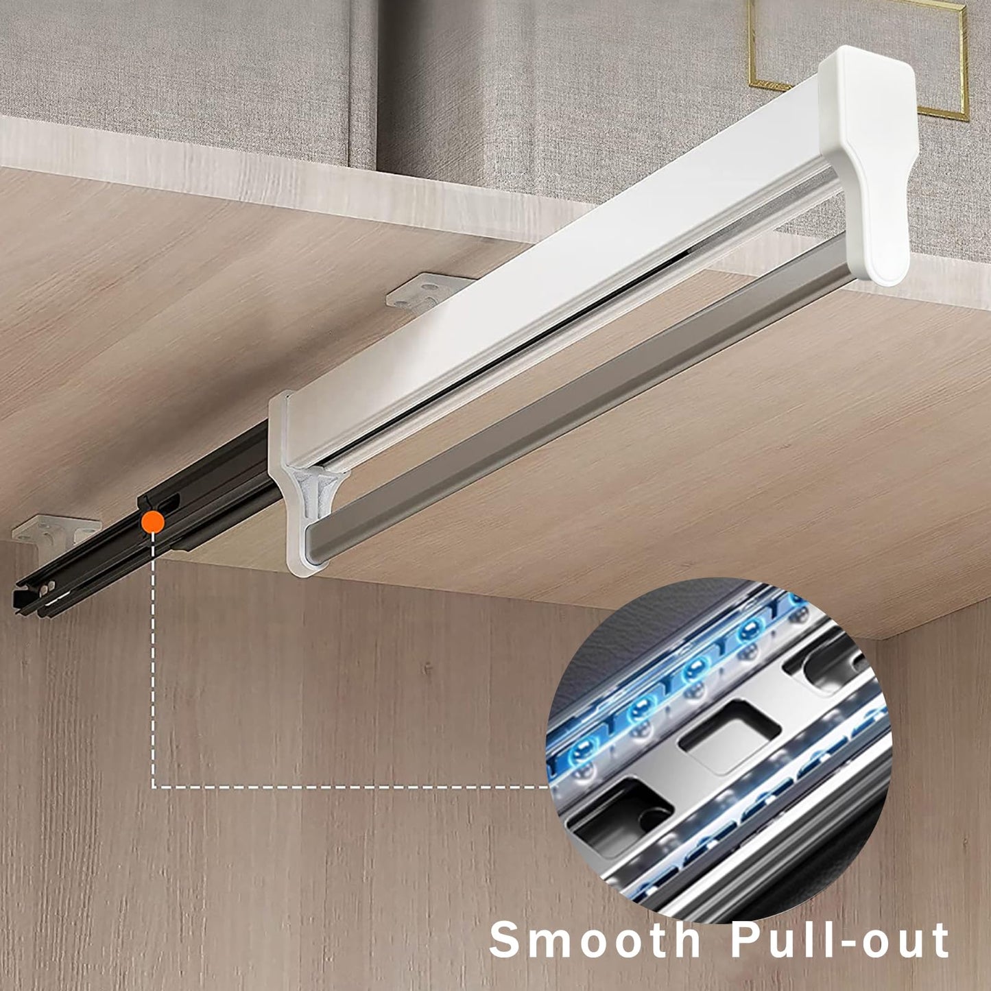 MAFAGE Pull Out Clothes Rail, Extendable Wardrobe Hanging Rail Rack 292mm