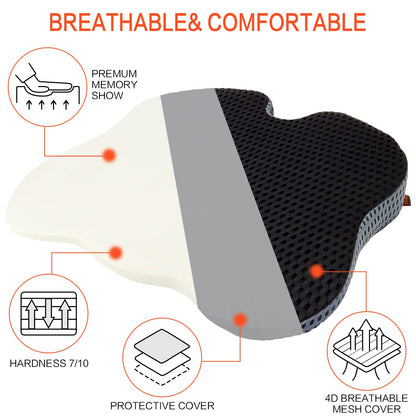 ZHOOGE Car Seat Cushion Pillow, Memory Foam Driver Seat Cushion Car Seat Pad, Wedge Seat Cushion for Office Chairs, Kitchen Chairs, Recliner Black