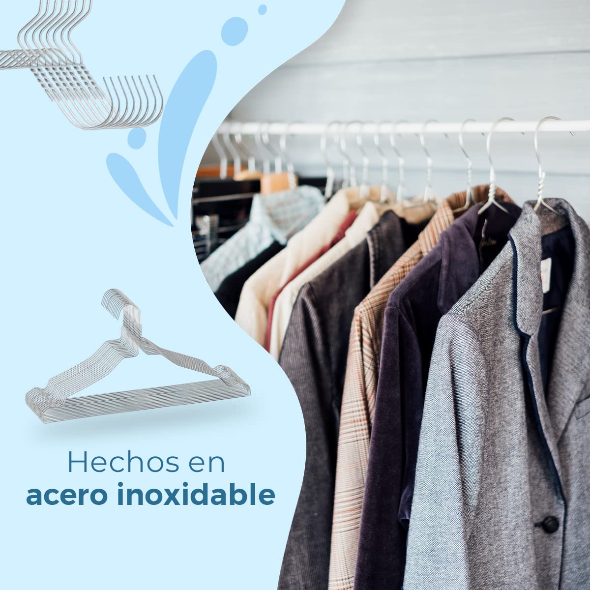 Stainless Steel Clothes Hangers (Pack of 25) - Reinforced Clothes Hangers for Unisex Adults Metallised