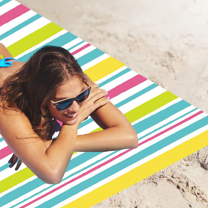 Large Thin Microfibre Beach Towel with Bag for Adult Men Women,160x90cm Pastel Stripe Beach Towels Quick Dry Sand Free Lightweight Swim Bath Towel