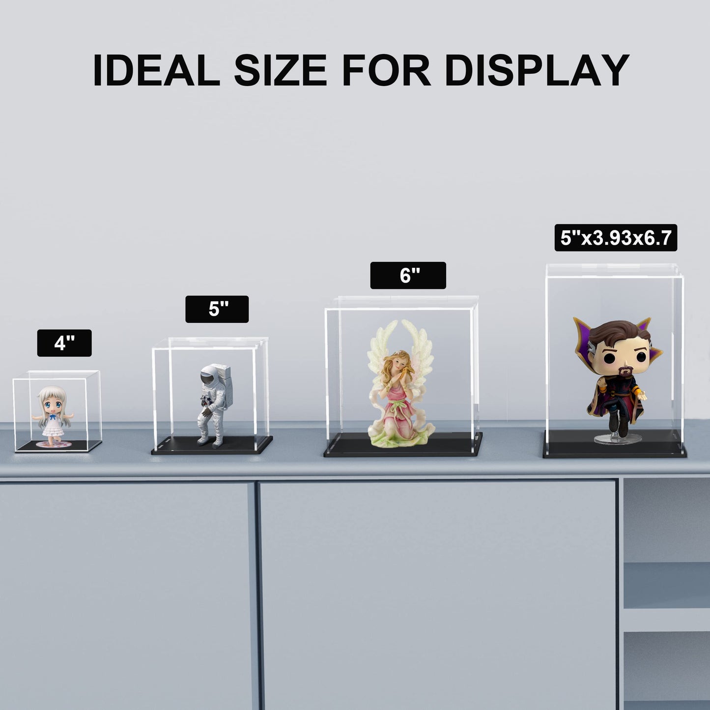 HOPEME Fully Assembled Acrylic Display Case, Clear Acrylic Protector Compatible with Funko POP! 4 Inch Vinyl Figures