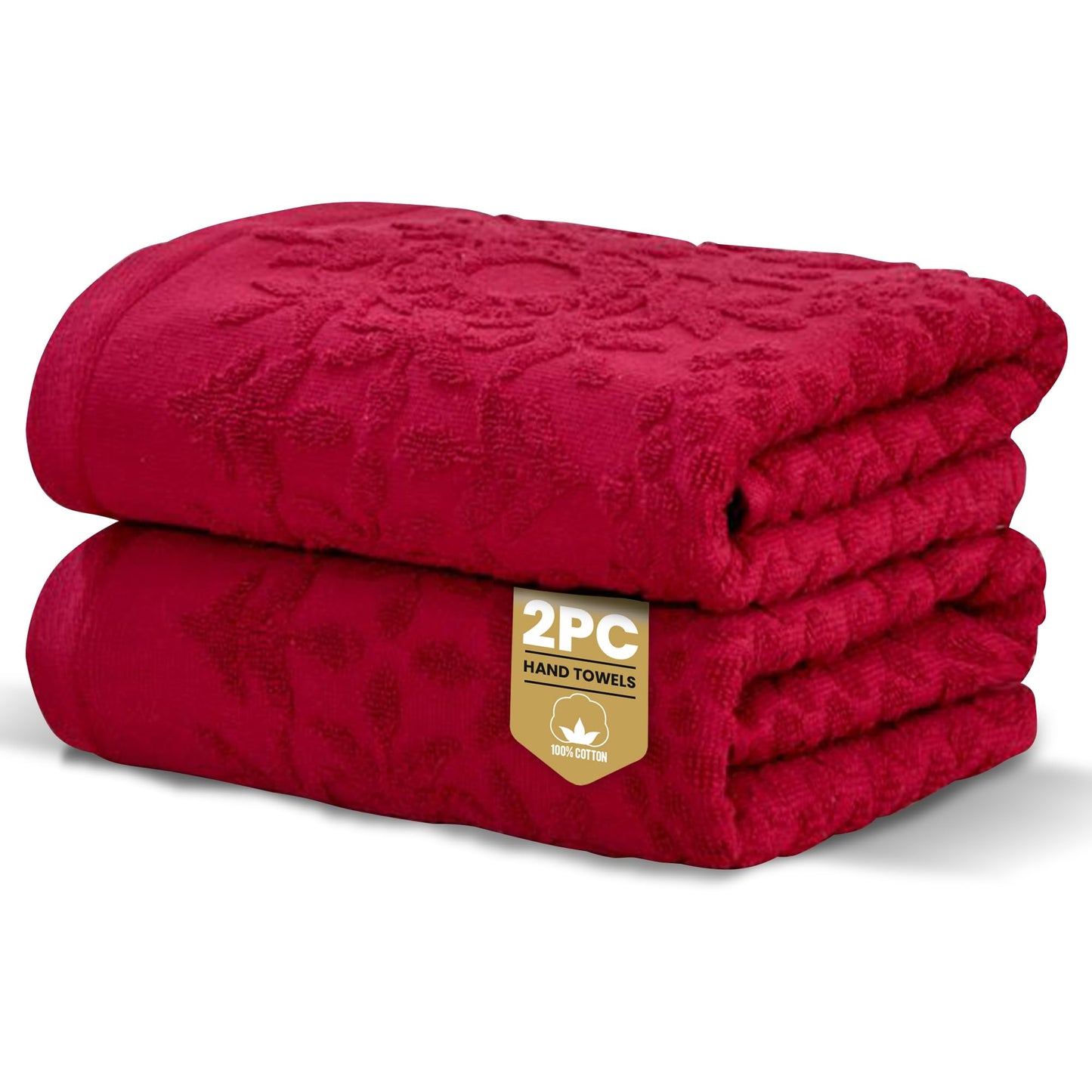 Rapport Home Versailles Jacquard Hand Towels 2 Pack - Ruby, 50x85cm