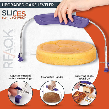 RFAQK 50PCs Cake Turntable Set - 12" Aluminium Alloy Cake Decorating Turntable- Professional Cake Decorating Kit with Straight & Offset Icing