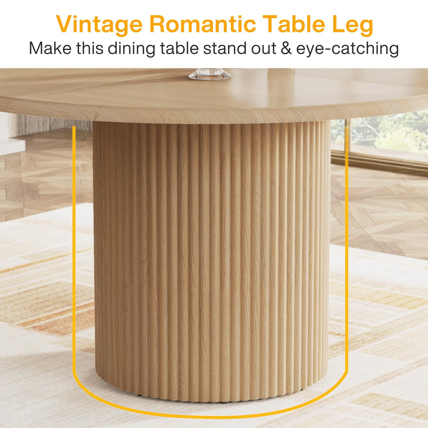 Tribesigns 47" Round Dining Table for 4, Farmhouse Kitchen Table with Metal Base, Modern Small Dinner Table for Dining Room,Kitchen