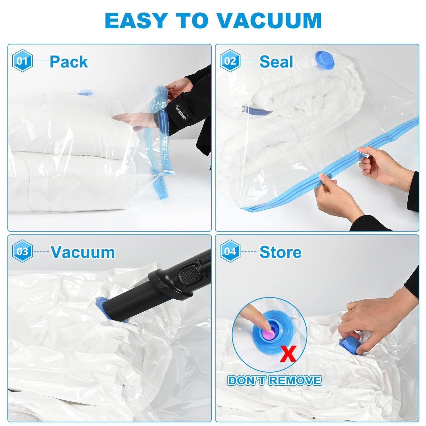 BoxLegend Vacuum Storage Bags Space Saving Bags 6 Pieces 80x60cm Premium Ultra Strong, Anti-Leak & Reusable for Clothes, Bedding & Duvets