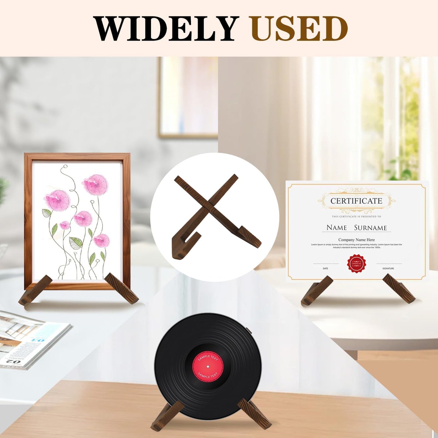 GodtKowty Blackfriday,Now Playing Vinyl Record Stand | Wooden Display Holder for Records, Retro Rustic Brown Design