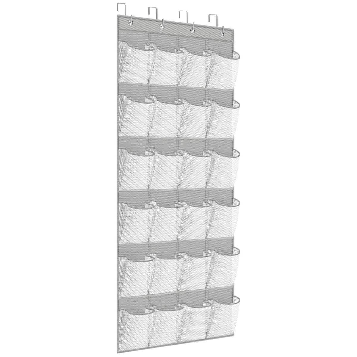 FENTEC Over Door Shoe Storage Organiser with 24 Large Mesh Pockets, Grey