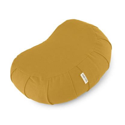 basaho CRESCENT Zafu Meditation Cushion | Organic Cotton | Buckwheat Hulls | Removable Washable Cover (Mustard)