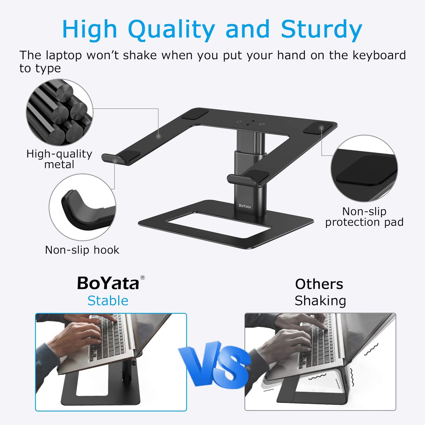 BoYata Laptop Stand, Height Adjustable Laptop Riser for 11-17" Laptops