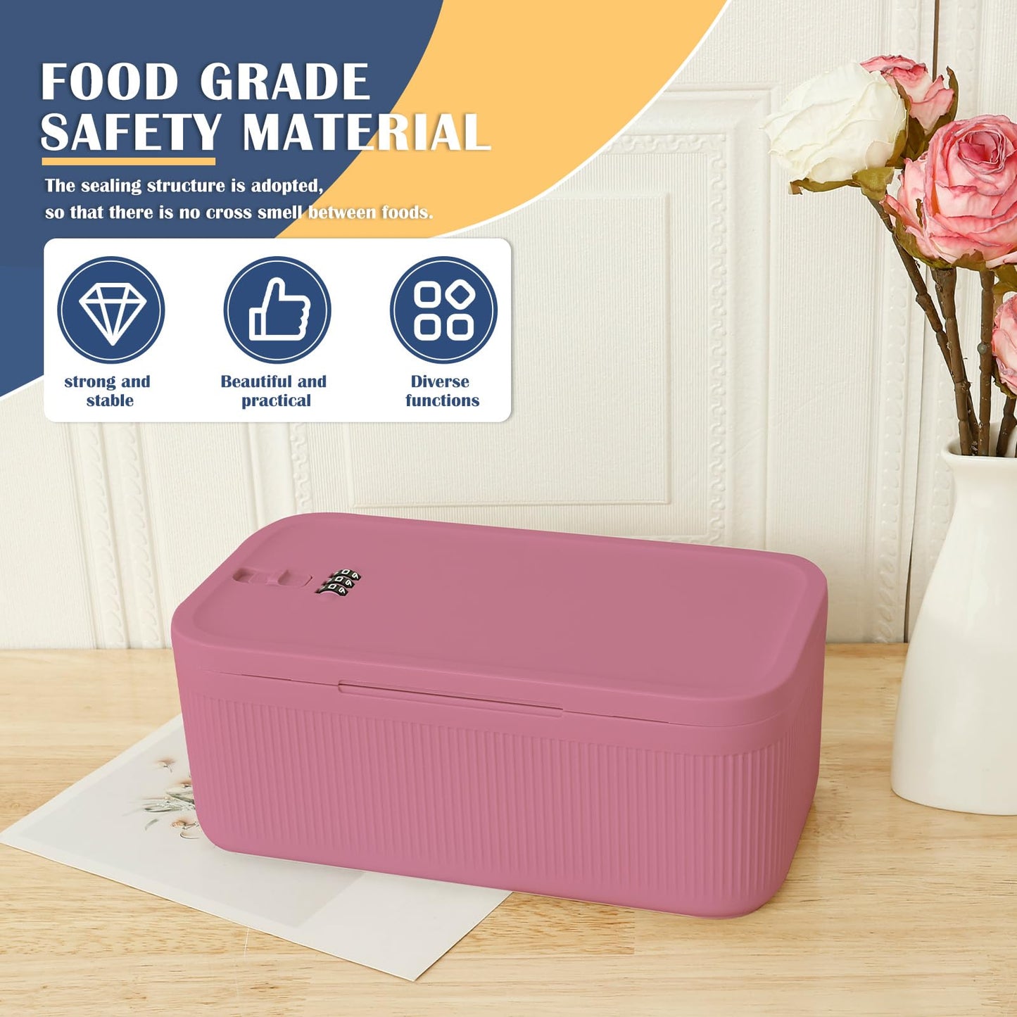 QINGLANG Lockable Box with Combination Code Portable Medication Small Lock Box Secure Medicine Safe, Phone Jail