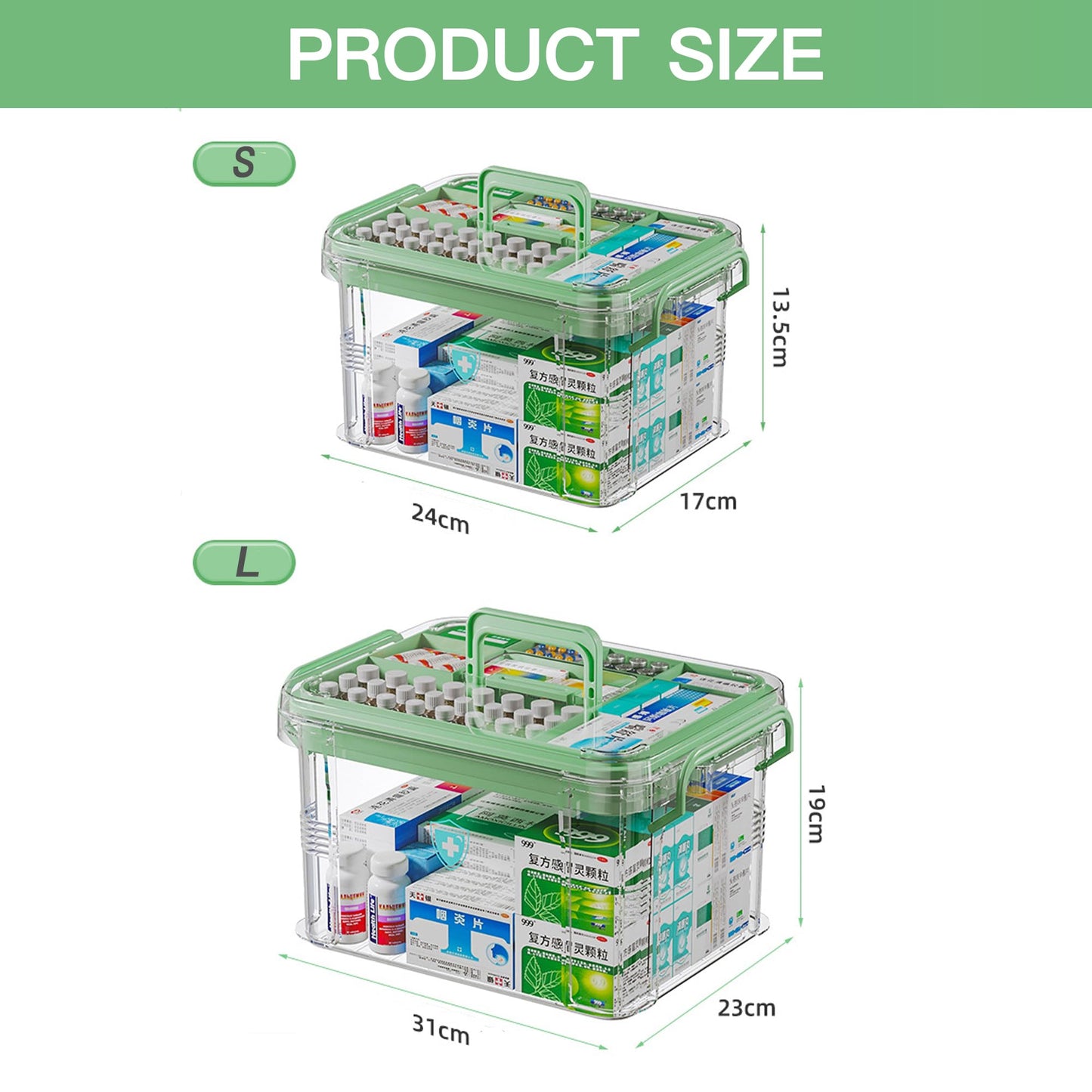 Medicine Storage Box, Medicine Container Box, First Aid Box Household Medicine Container For Medicine Storage, 2-Layer Multi Grid Medicine Box