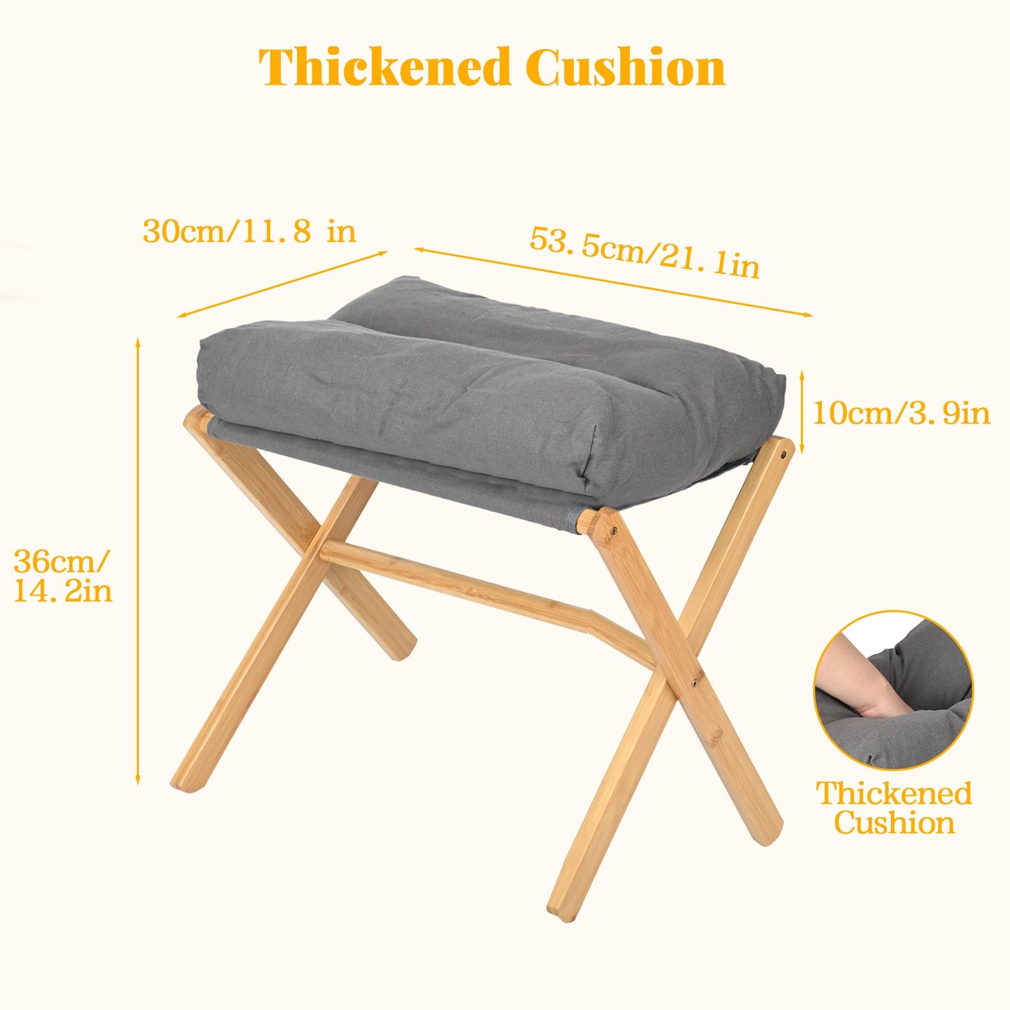 bimiti Folding Foot Stool Bamboo Foot Rest Foldable Ottoman Seat
