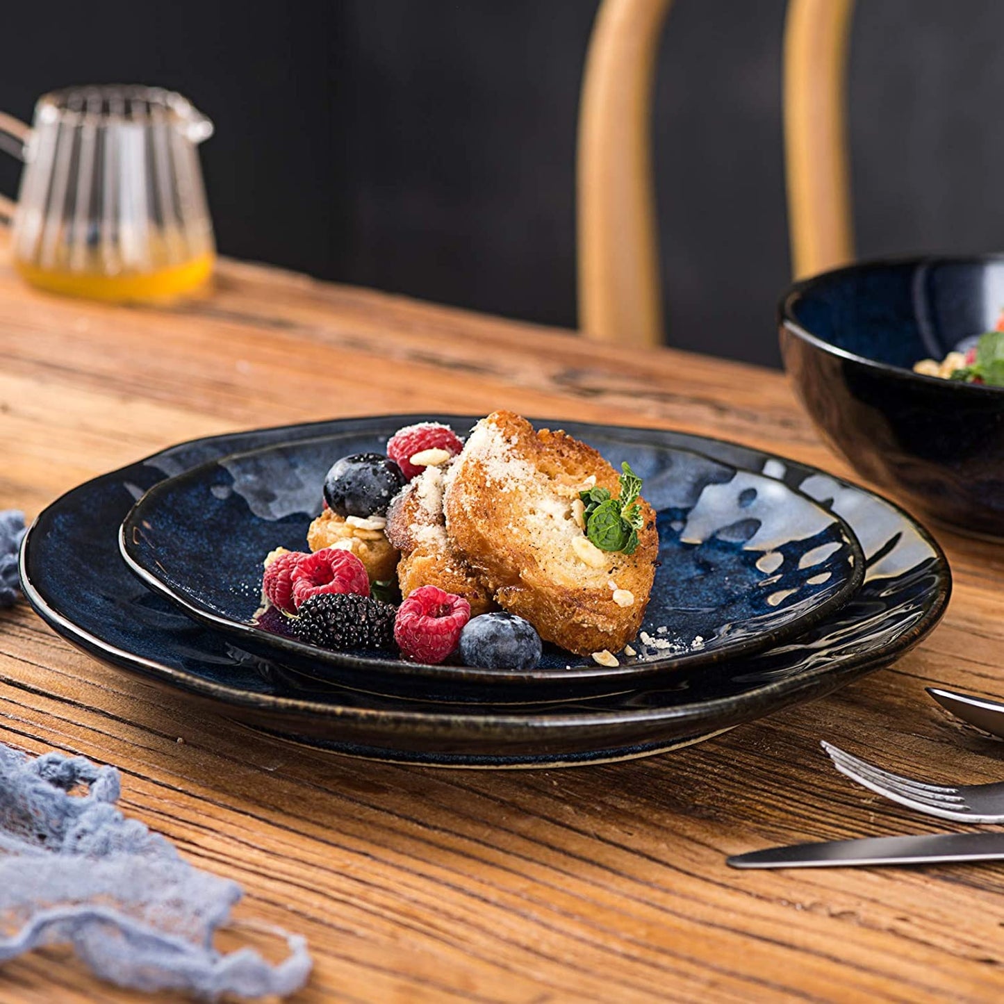 vicrays Porcelian Round Dessert Plate, 20.3 cm, Microwave, Oven, Dishwasher Safe, Scratch Resistant, Porcelain Fluted Suitable for Salad, Fruit,