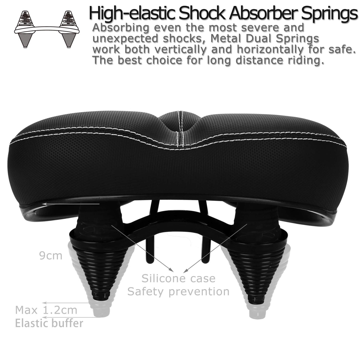 DAWAY C30 Large Wide Bike Seat - Most Comfortable Oversized Bicycle Saddle for Peloton, Mountain, Road, Cruiser, Stationary, Exercise Bikes - Soft