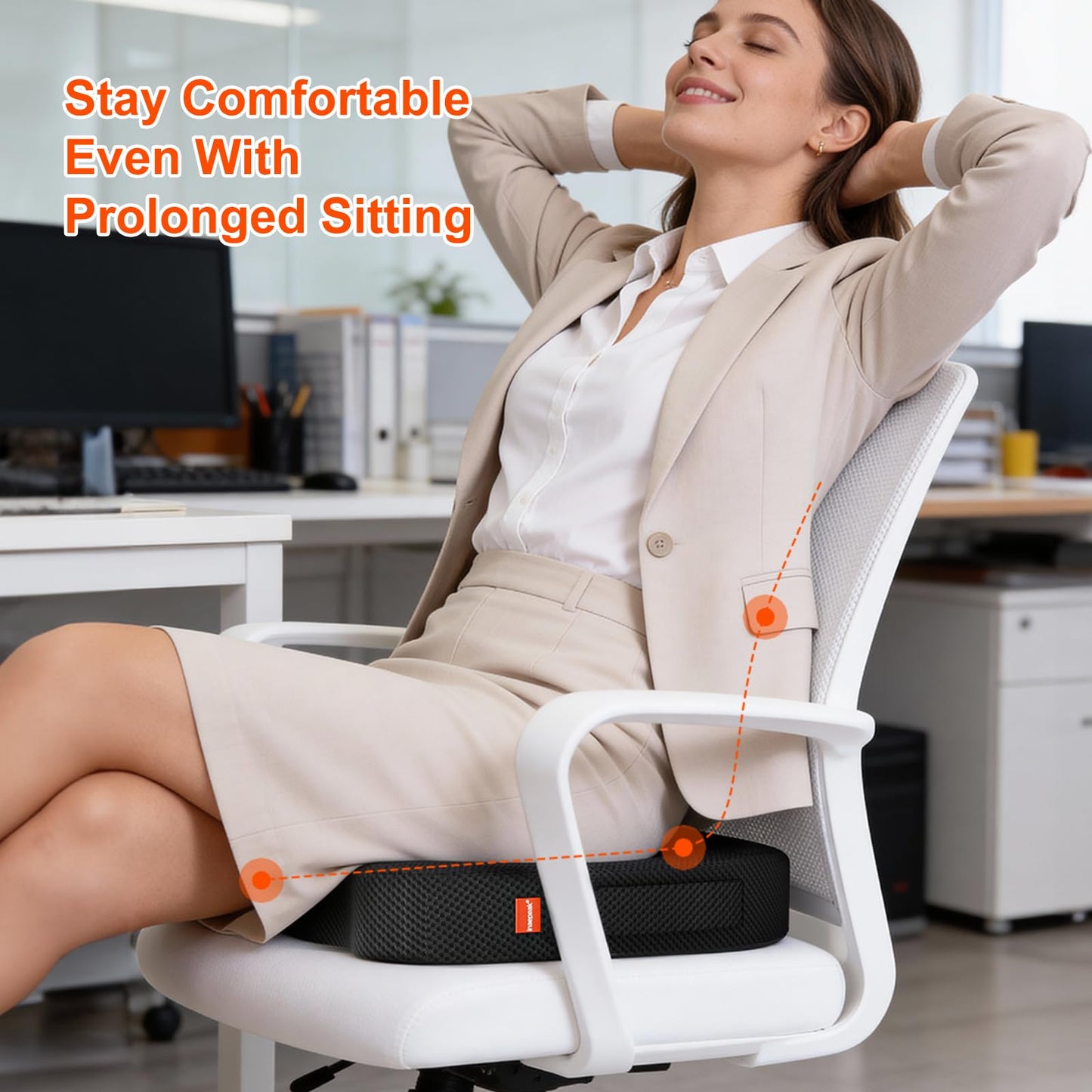 inaepeak Seat Cushion for Office Chair, Memory Foam Seat Cushion for Coccyx Tailbone Pain Relief, Seat Cushions for Office Desk/Car/Wheelchair/Chair