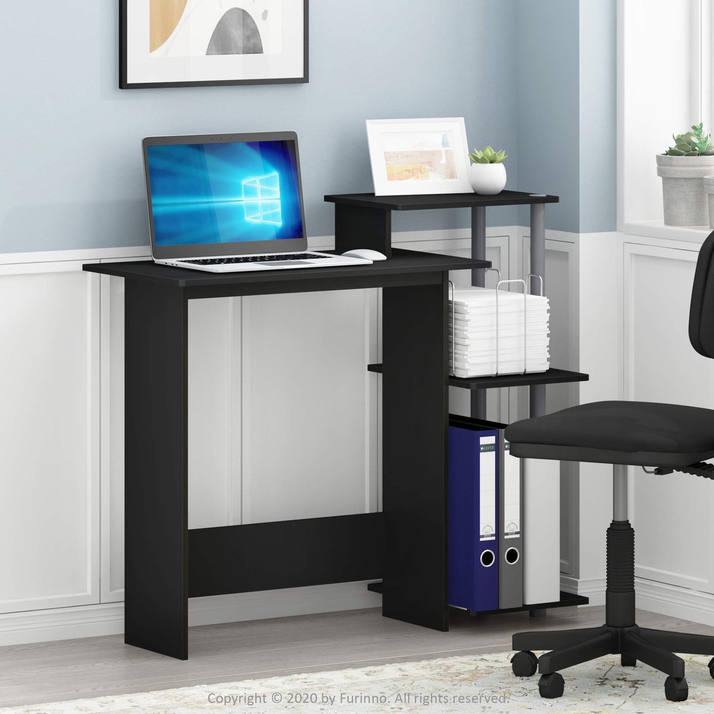 Furinno Efficient Home Laptop Notebook Computer Desk, Study Desk, Writing Desk, Black/Grey