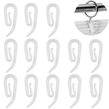 White Plastic Curtain Hooks for Door Window Curtain Header Tape Drapery Hooks 2.8x1.2cm 50PACK