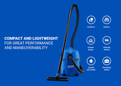 Nilfisk Buddy II 12L Wet and Dry Vacuum Cleaner - Home, Garden & Car Cleaner - Suction & Blowing Functions for Indoor & Outdoor (1200 W)