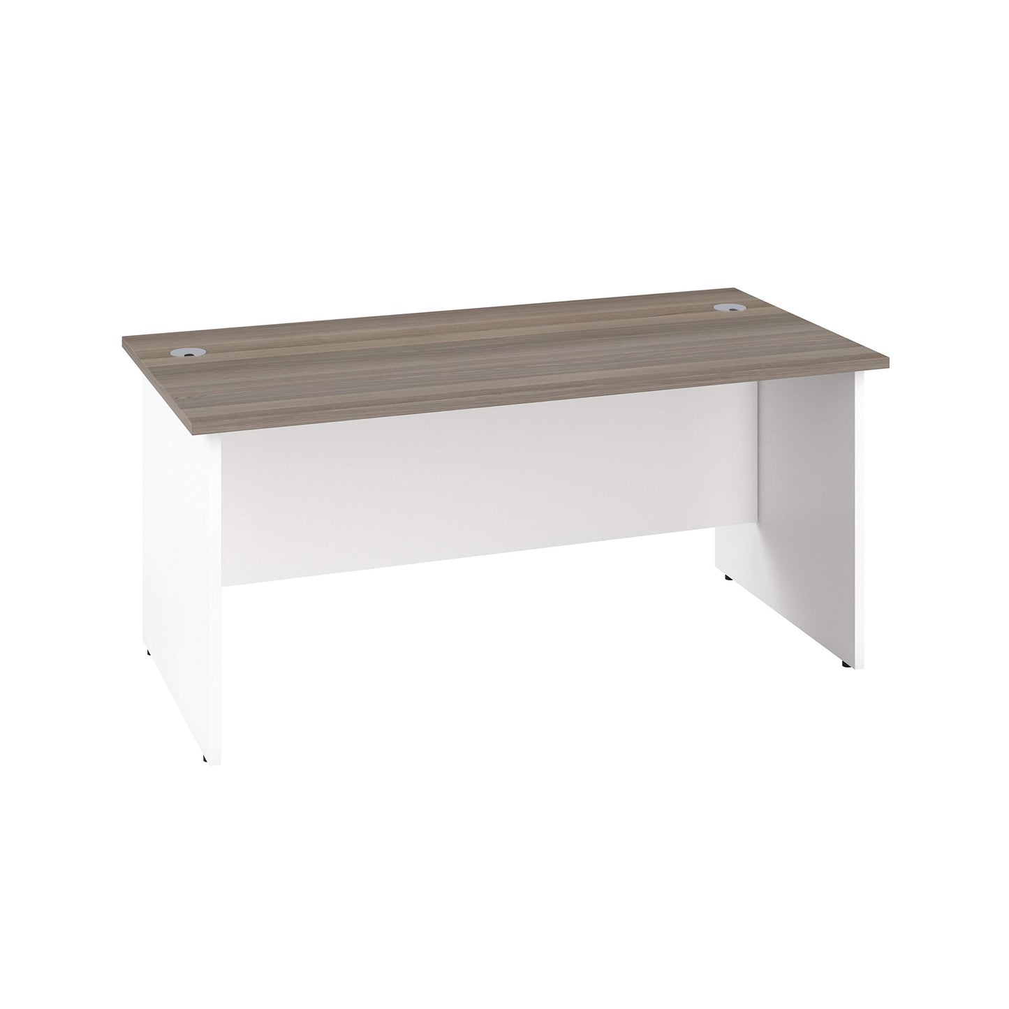 Office Hippo Heavy Duty Rectangular Office Desk with Panel Ends, 120 x 60 x 73 cm, White Legs, Grey Oak Top