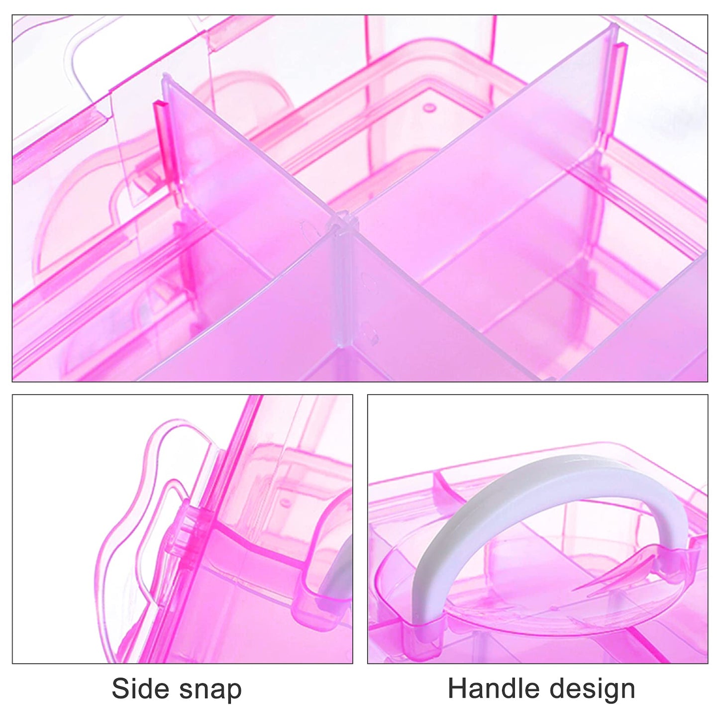SacJkt Craft Storage Box, Compartments Divider Organizer (Pink)