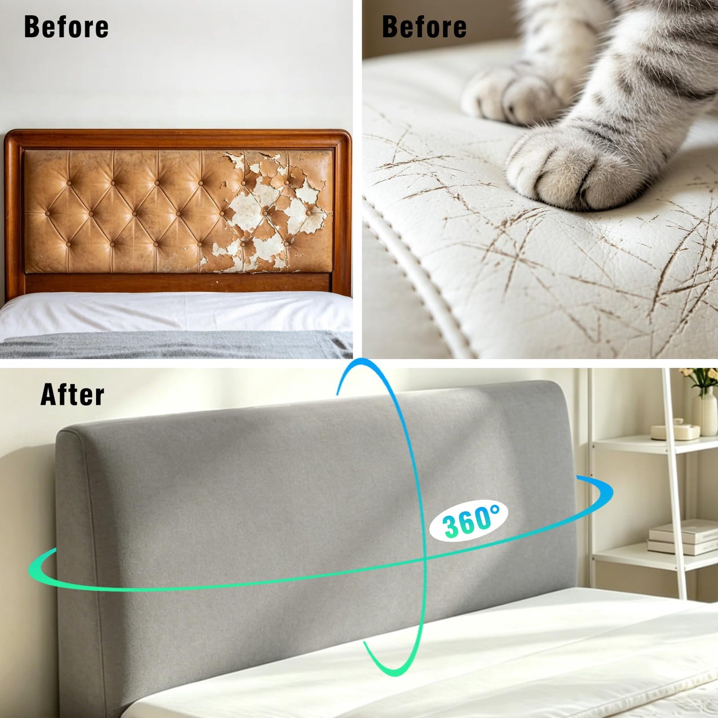 Sueving Stretch Headboard Cover, Bed Headboard Cover, Dustproof Headboard Wrap, All-Inclusive Bed Head Protector for Single/Double/King/Super King