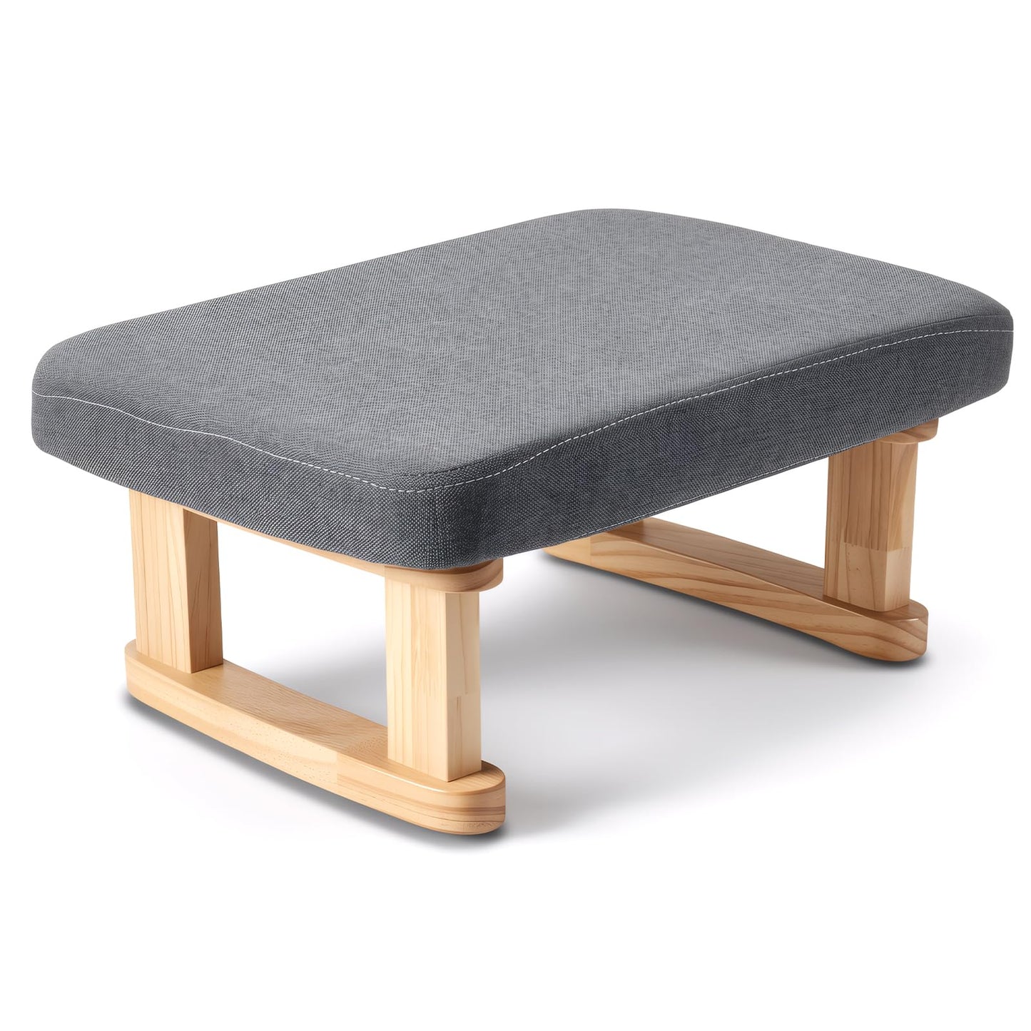 Seivunol Small Footstool, Lightweight Pouffe Footstool with Stable Wooden Legs and Removable Soft Cushion Cover