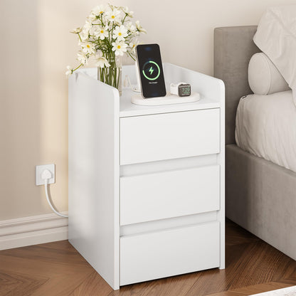 YITAHOME Bedside Table 3 Drawers Charging Station Nightstand with USB Ports