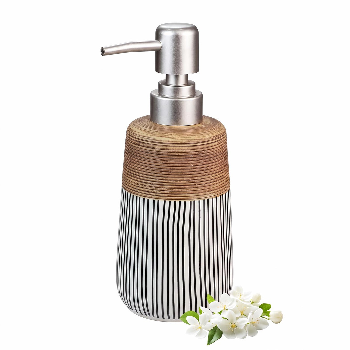 Ceramic Soap Dispenser - 420ml Liquid Dispenser Refillable Hand Lotion Pump Bottles Shampoo Conditioner Shower Gel Dish Detergent Storage Container