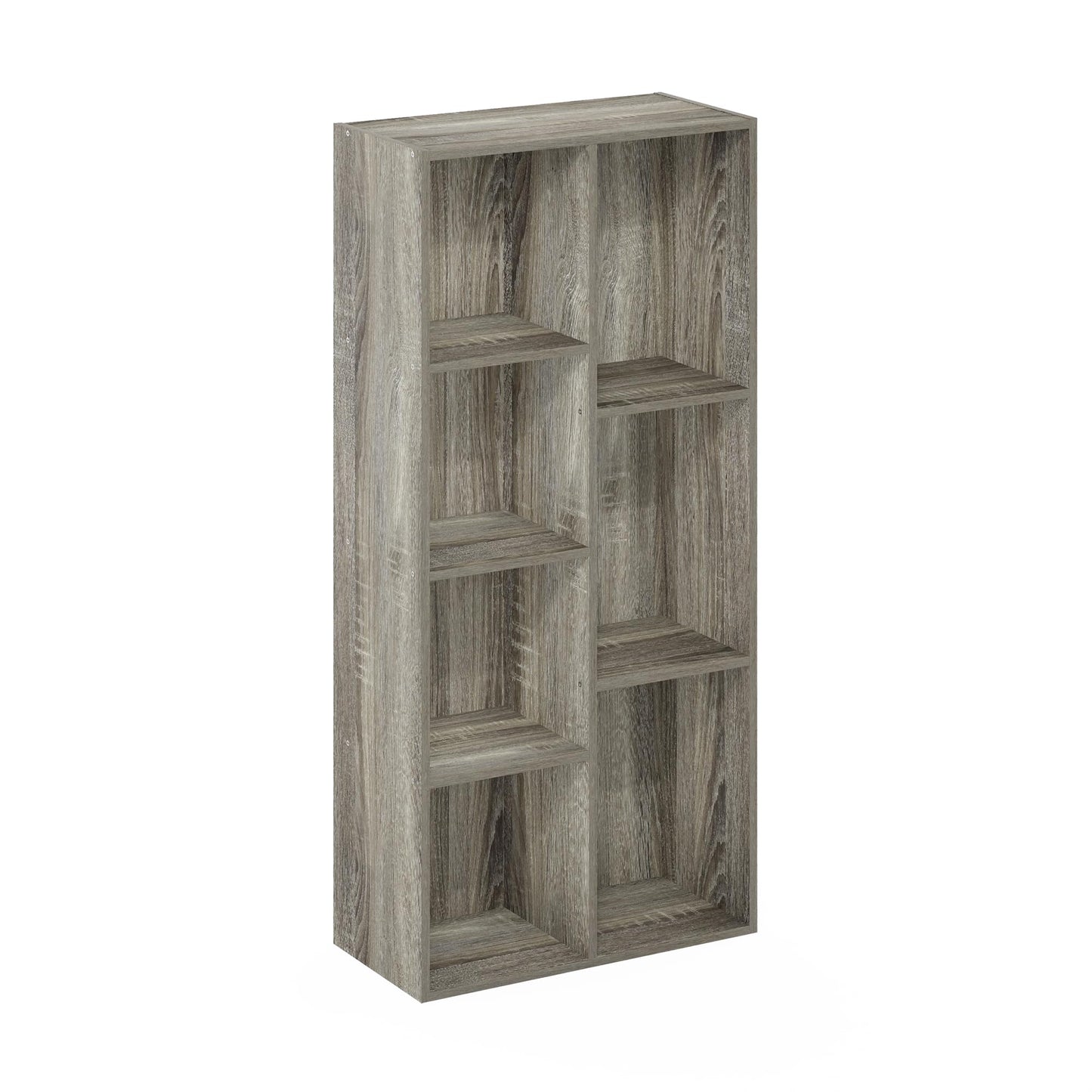 Furinno LUDER Book Shelf, 7-Cube Bookshelf, Bookcase, 9.4 x 19.5 x 41.7, for Living Room, Bedroom, Home Office, French Oak