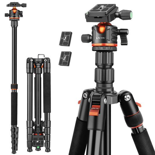 Victiv 78"/ 198cm Camera Tripod for Canon Sony Nikon, DSLR Tripod Lightweight with Monopod for Travel, Compact Tripods with Ball Head and Phone