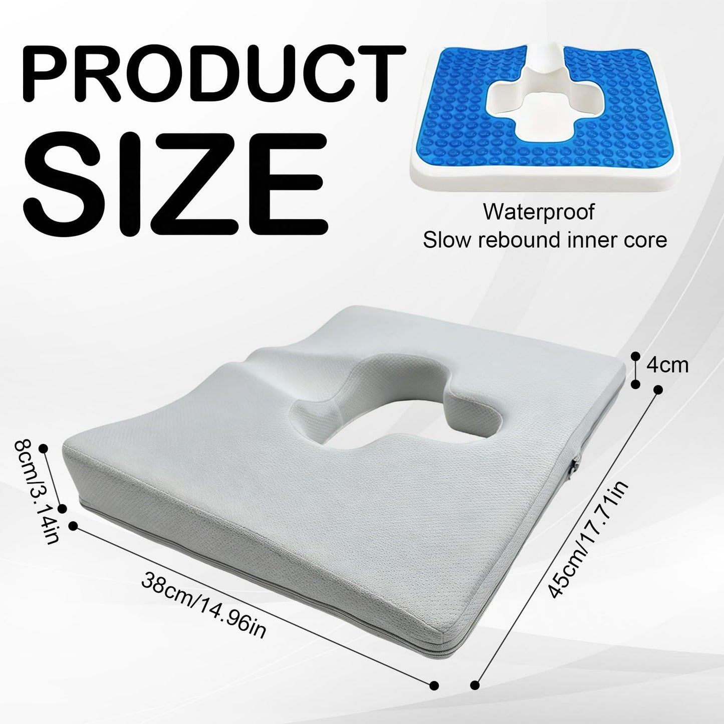 Ysislybin Anti-decubitus Cushion, Piercing Cushion Hemorrhoid Seat Cushion for Tailbone Pain Orthopedic Seat Cushion with Fabric Cover Memory Foam