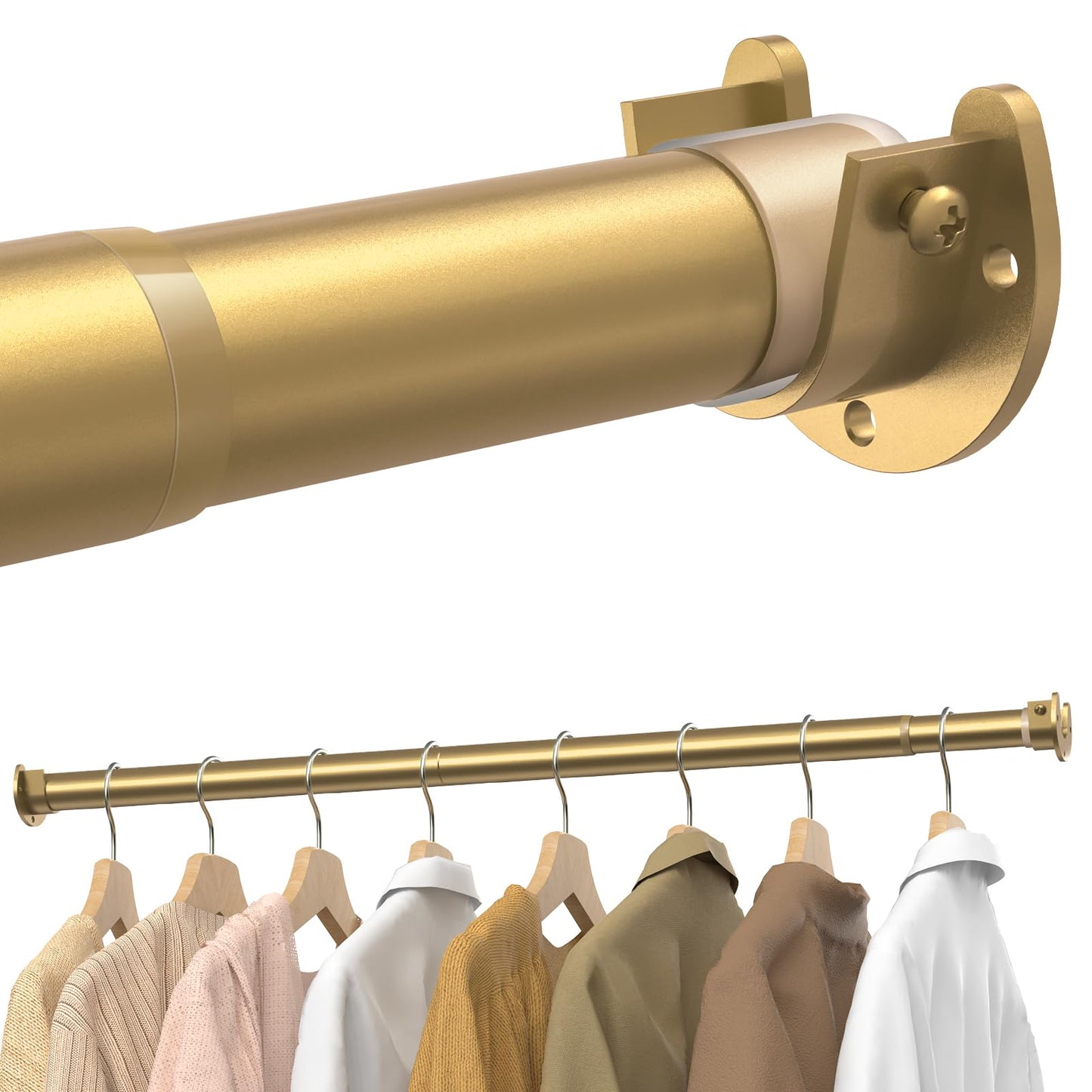 Wardrobe Rail, 43 to 173 CM Stepless Adjustable Metal Rails To Hanging Clothes, 3.3 CM Heavy Duty Wardrobe Rails and Fittings for Closet Wardrobes
