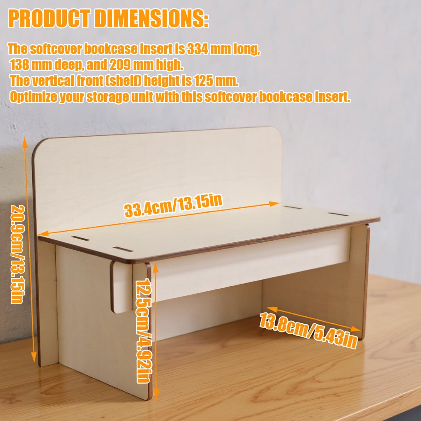 SUNUCO Paperback Book Riser insert compatible with Ikea Kallax Storage Unit, Inserts Shelves for Improved Book Organization (1Pcs)