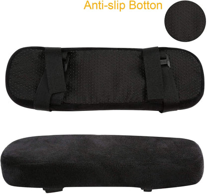 LEADSTAR Armrest Pads, Chair Arm Covers Cushions Ergonomic Memory Foam Anti-Slip Elbow Support Pillow for Computer, Gaming and Desk ChairsBlack