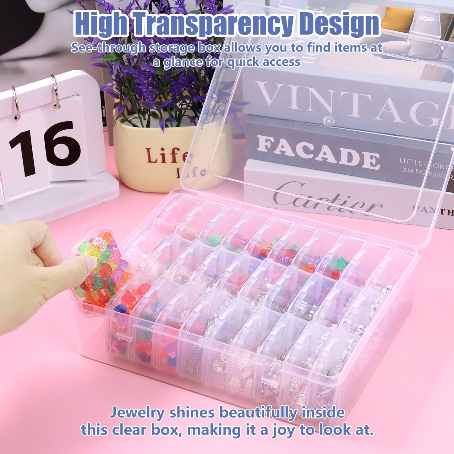 30Pcs Bead Organiser Storage Box,Small Plastic Box Clear Bead Storage