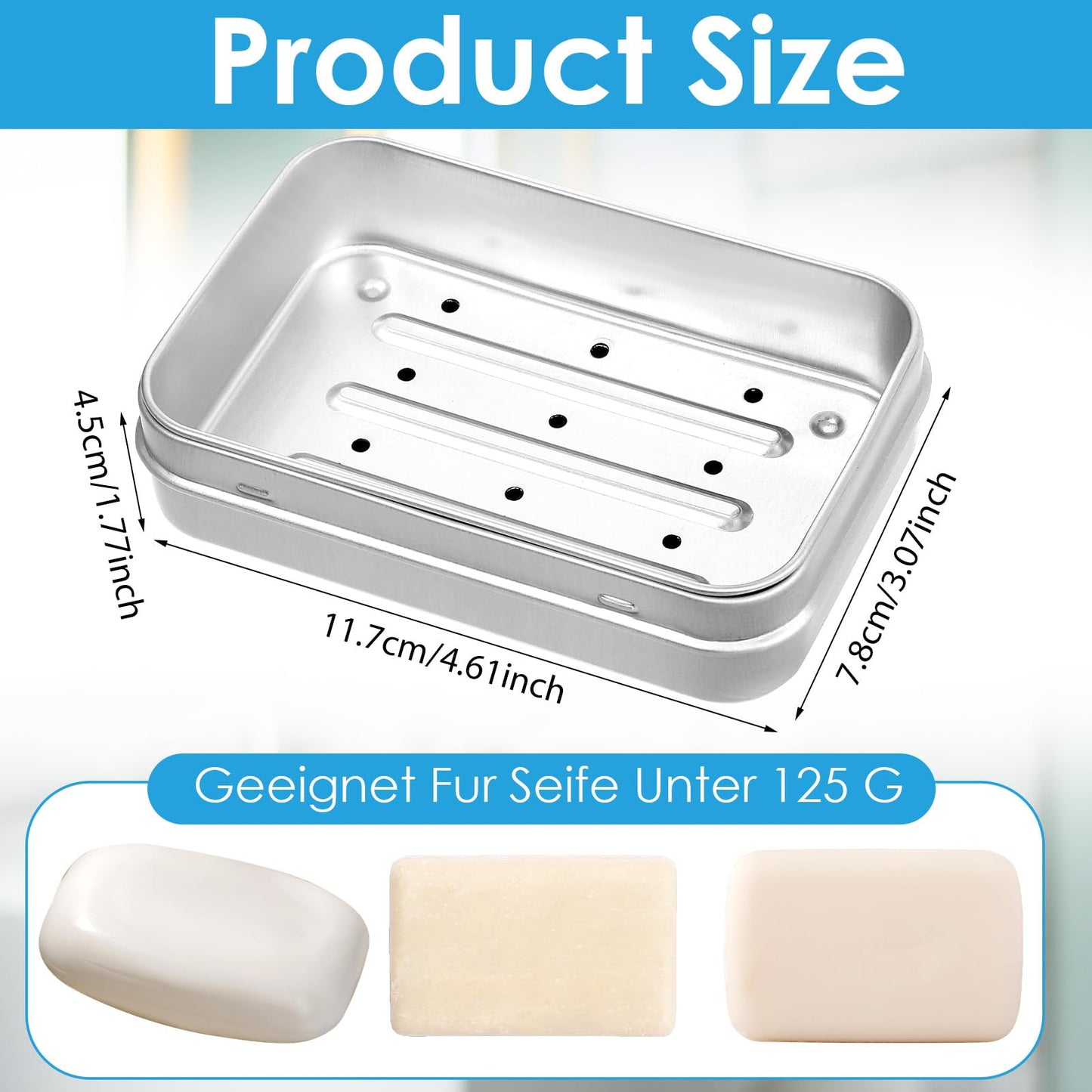 Tyqour Aluminum Travel Soap Dish with Lid, Portable Travel Soap Case, Self Draining Travel Metal Soap Tin
