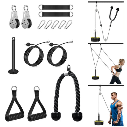 Cable Pulley System Home Gym, Weight Cable Pulley System Fitness Dual Cable Pulley Attachment Home Gym Equipment for LAT Pull Down, Arm Workout