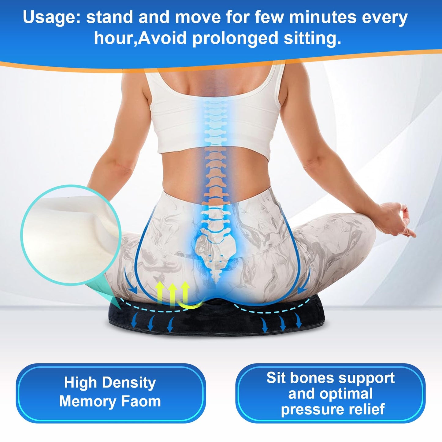 Ecosafeter Donut Cushion Ergonomic Coccyx Support Hemorrhoid Cushion