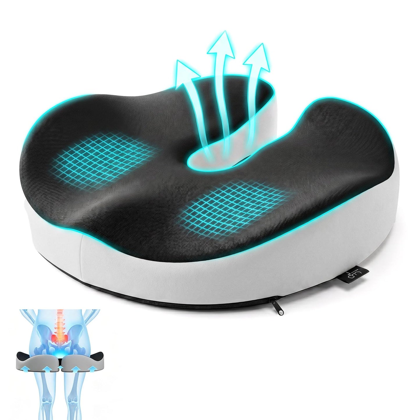 wiksite Seat Cushion Memory Foam - Hemorrhoid Donut Cushion for Coccyx, Tailbone, Piles Orthopaedic Pressure Relief Comfort Office Chair Cushion Seat