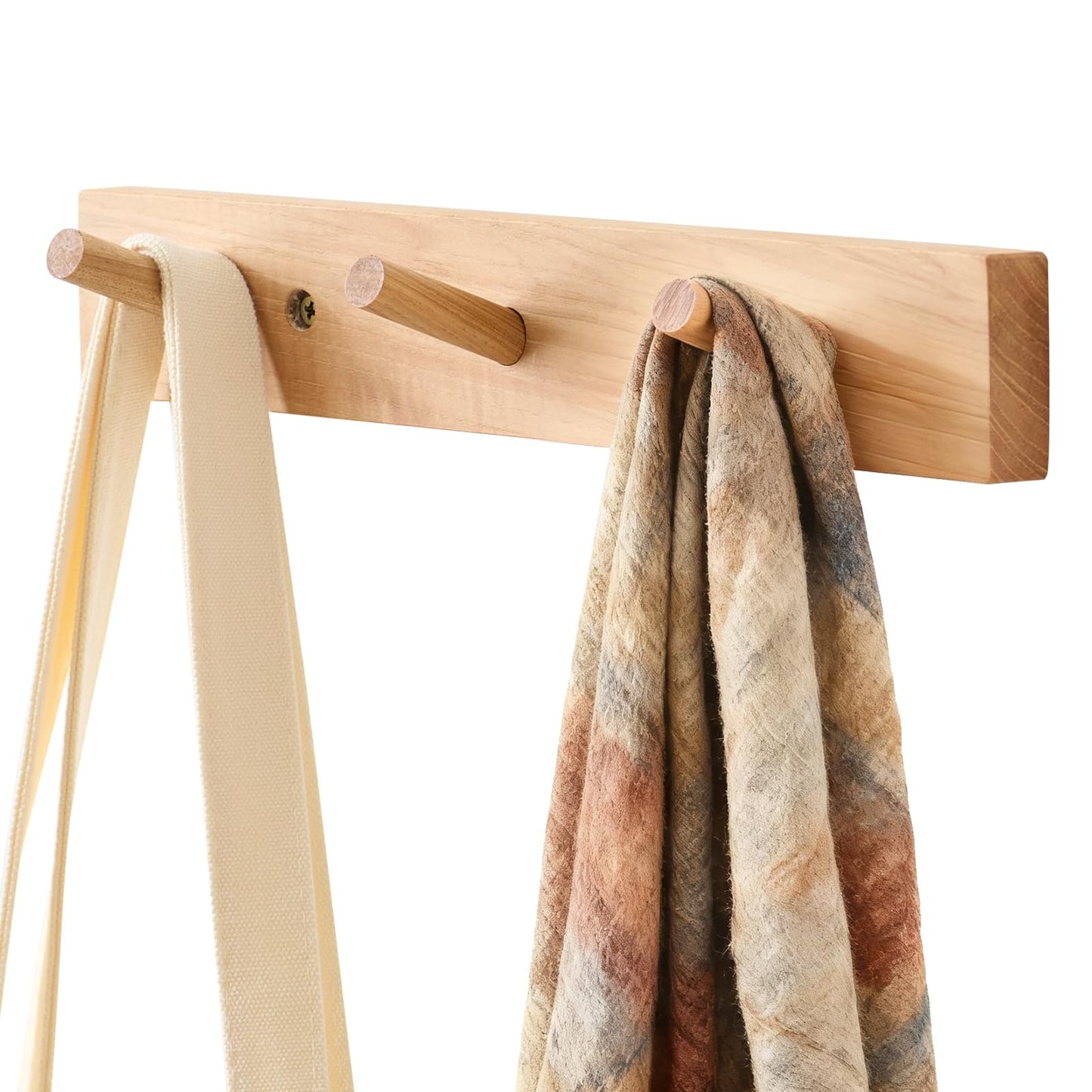 Wooden Coat Rack Wall Mounted, 30cm Hickory Wood Floating Jackets Hooks