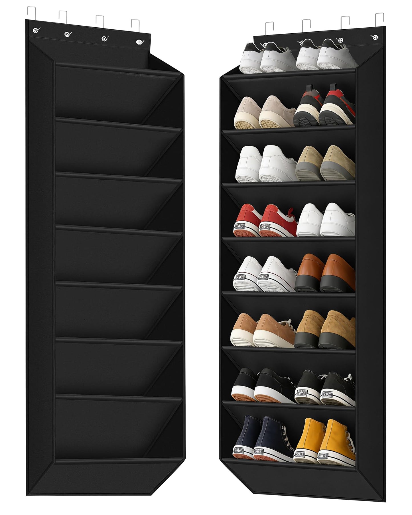 OulQinyhome Door Hanging Shoe Rack - Hanging Shoe Organizer with 8 Large Pockets - Hanging Shoe Rack Fits 16-24 Pairs of Shoes