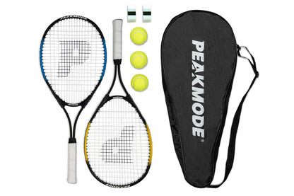 PEAKMODE Tennis Racket Set (25-inch), 3 Tennis Balls, 2 Overgrip Tapes and Foam Carry Bag