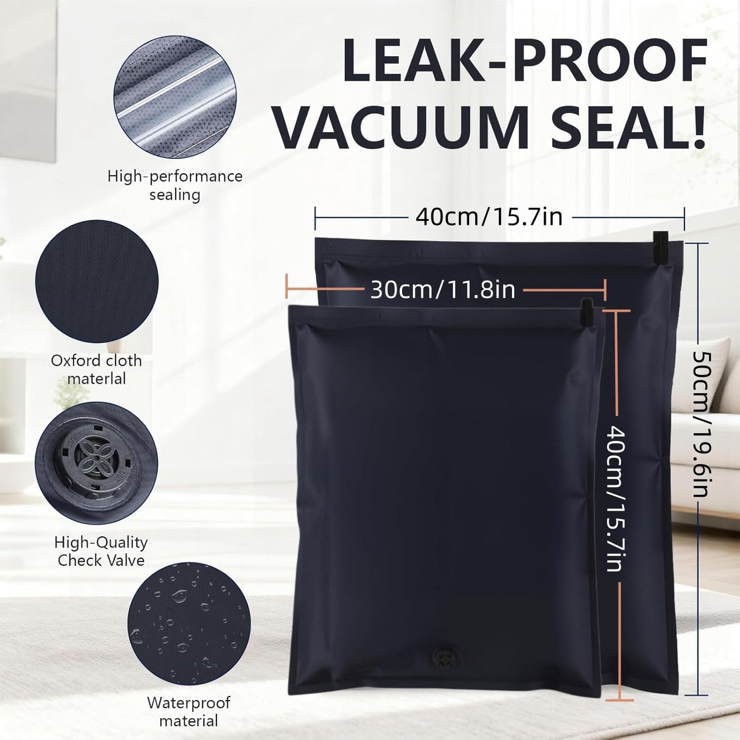 6 Packs Portable Travel and Home Storage Bags（Black-3S-3M）