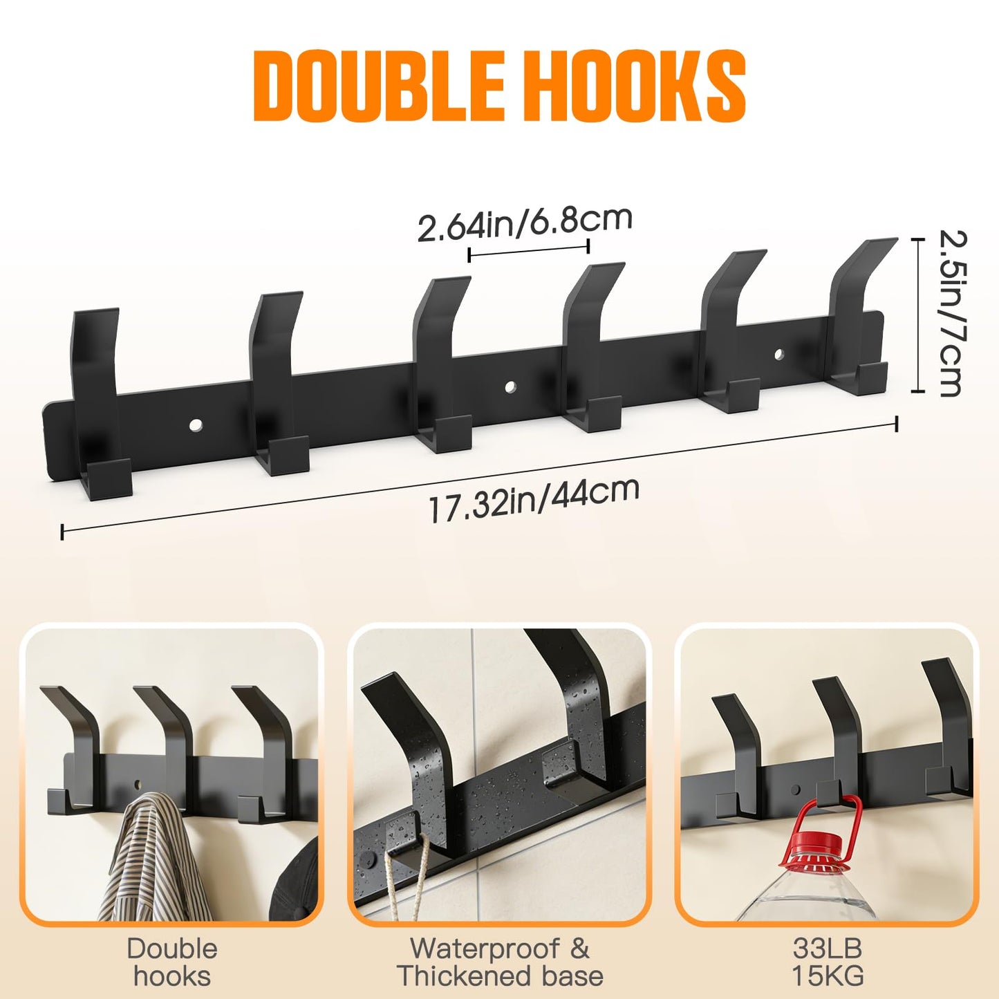 lmytdo Coat Hooks Wall Mounted, 2 Packs Coat Hangers Wall Mounted with 12 Hooks, Rust-Proof Coat Racks for Hanging Coat, Hat, Bag, Umbrella