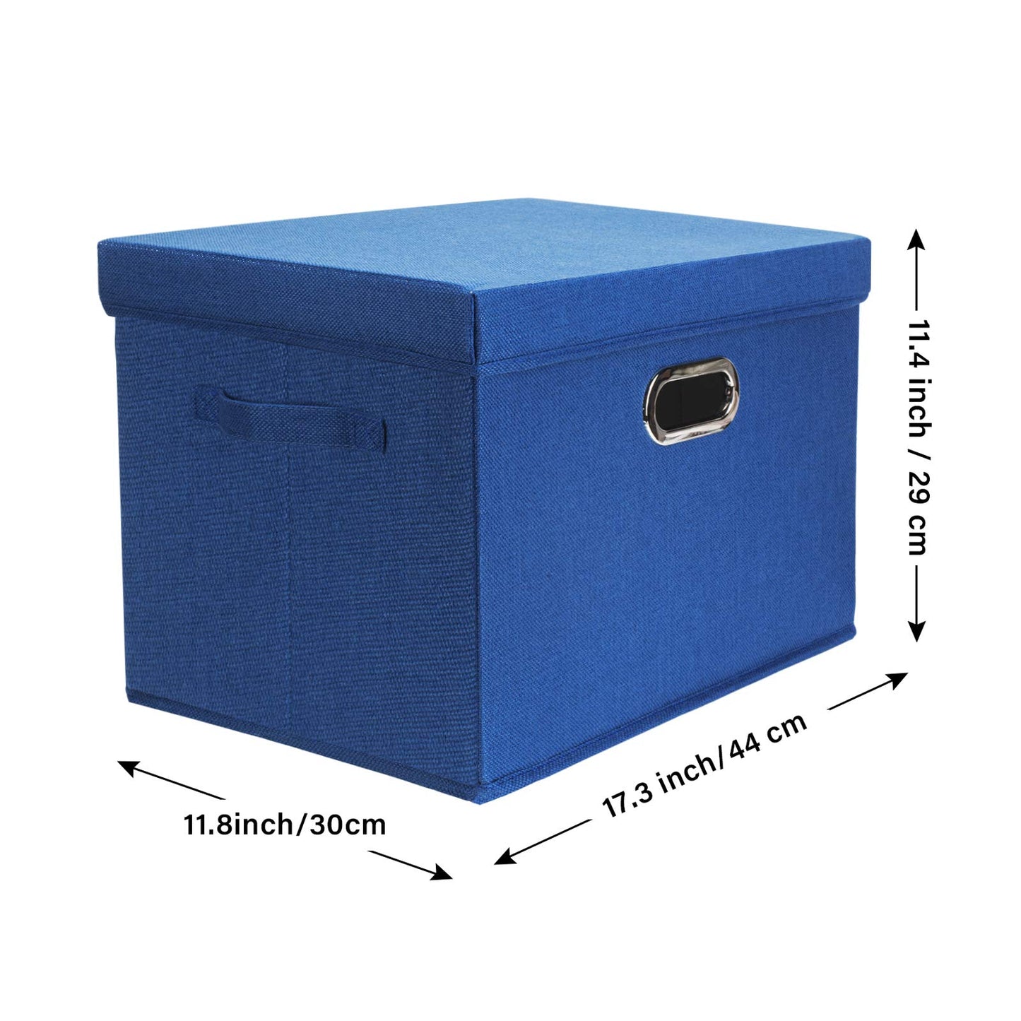 TYEERS Large Storage Box with Lid, Collapsible, Washable, Fabric Storage Box for Clothes, Wardrobe Storage, 44x30x29 cm, Set of 5, Classic Blue