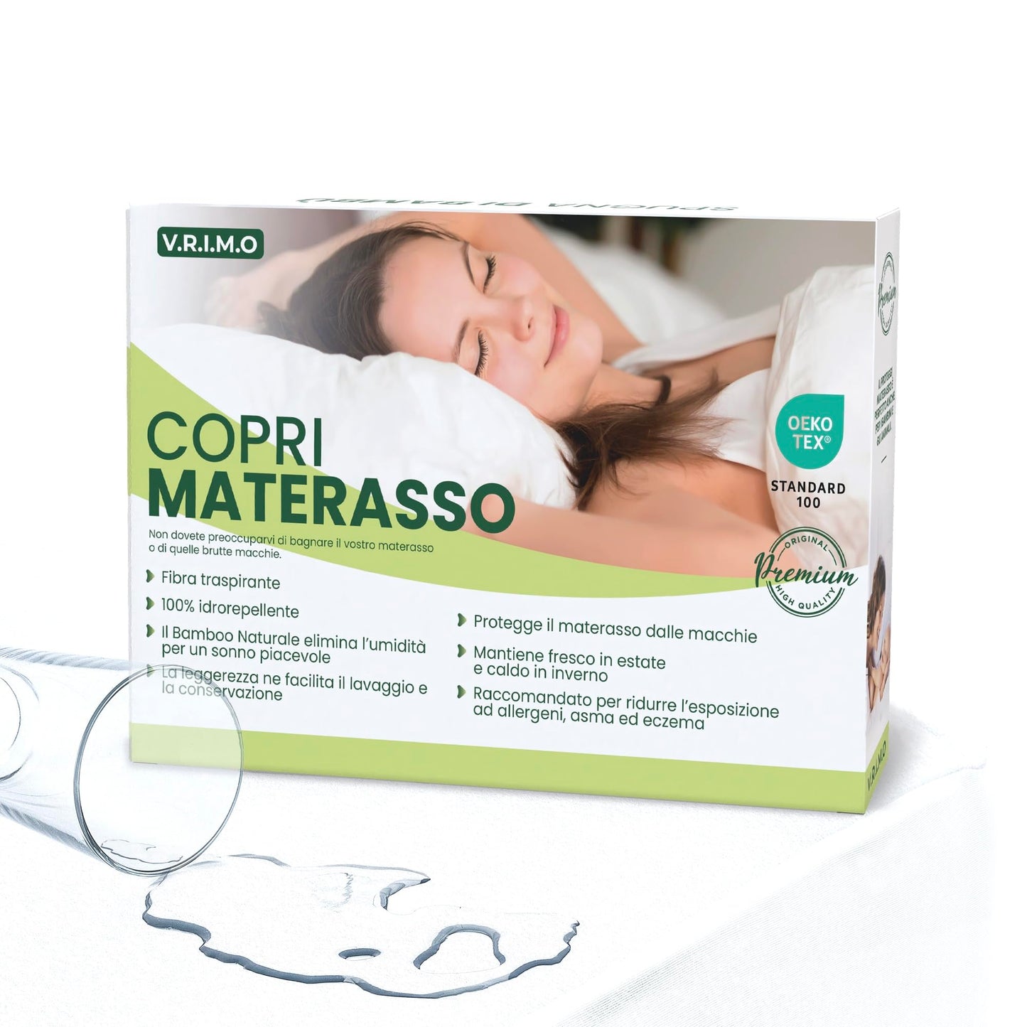 Waterproof Double Mattress Protector 160 x 200 cm – Super Soft Natural Bamboo Terry Fabric – Super Elastic Corners Up to 30 cm – Refreshing