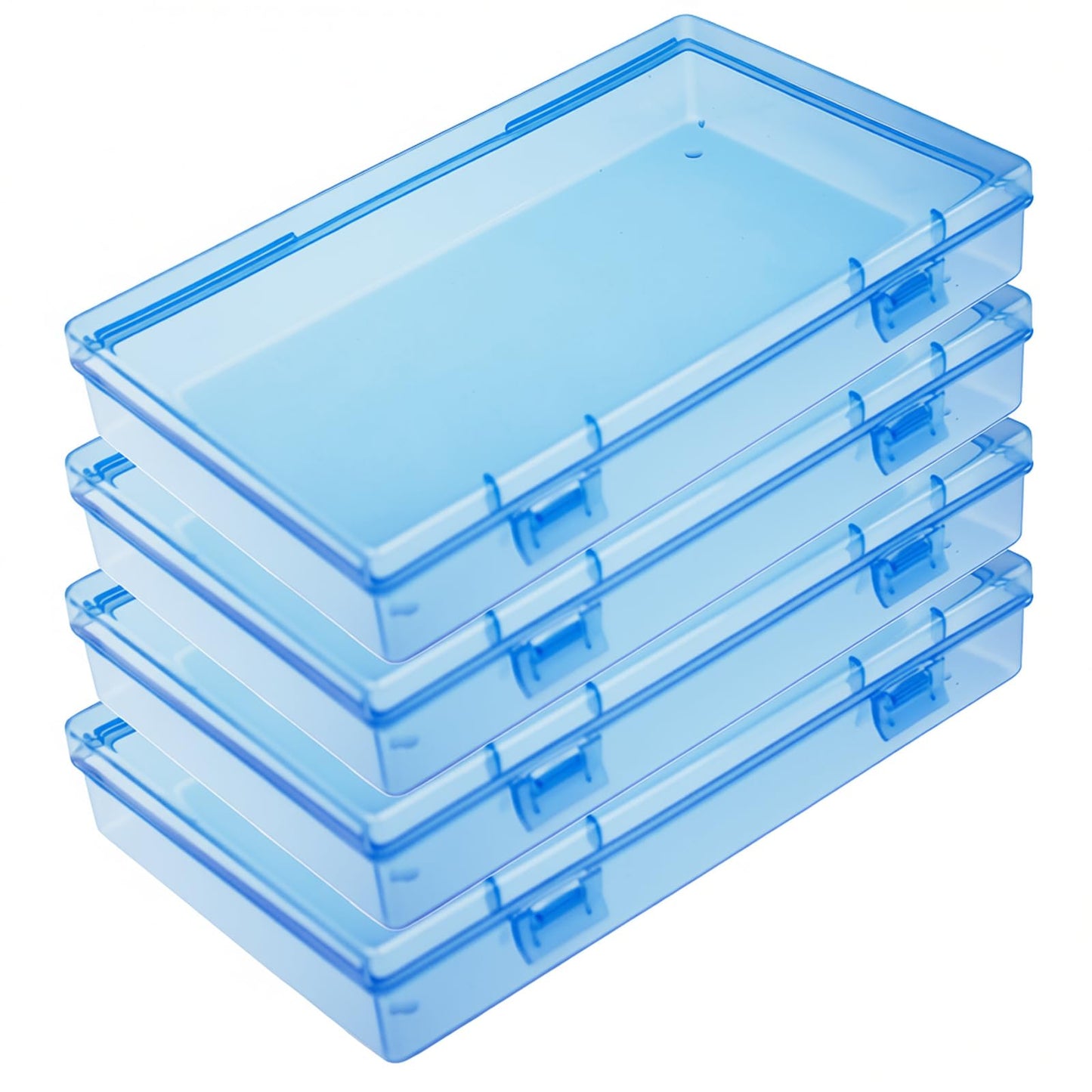 Goodma 4 Pieces Rectangular Plastic Storage Boxes, Blue, 180x110x30mm