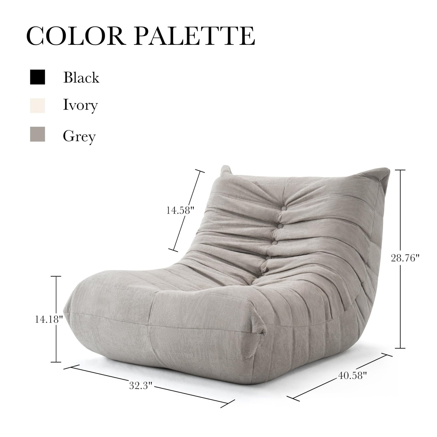 XH.Easy Go Bean Bag Chair for Adults, Togo Lounge Chair with Memory Foam Filling, Giant Bean Bag Sofa, Boneless Floor Chair for Living Room